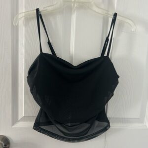 SHEIN Black Mesh Crop Top